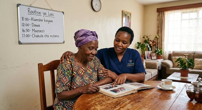 Harmony Home Care caregiver with client